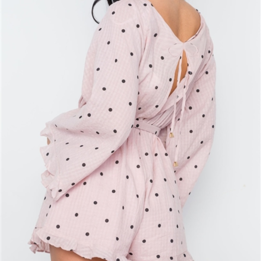 Pretty in Pink Polka Dot Mini Romper - Picture 3 of 5